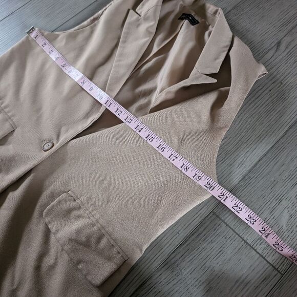 Gef Tan Longline Blazer Vest Size Medium - Picture 5 of 6